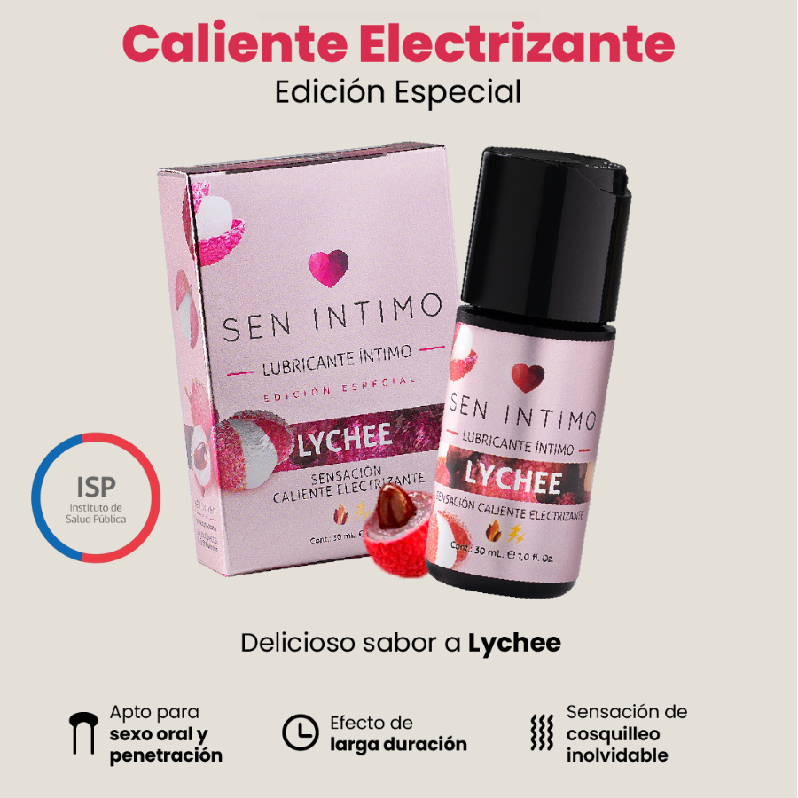Gel Lubricante sabor Lychee – Efecto Calor/Electrizante - A Base de Agua